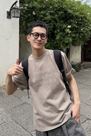 Water-Washed Letter Print Short Sleeve T-Shirt for Men - Summer American Vintage Loose Casual Style