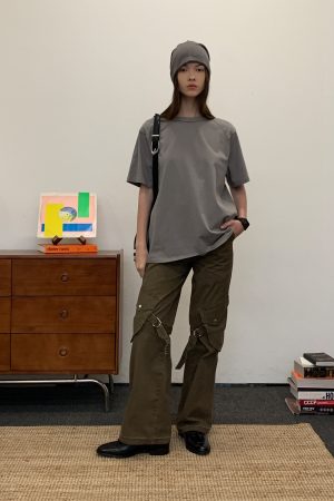Water-Washed Loose Straight-Leg Strap Work Pants for Women - Fall/Winter 2025 Fashion, Casual Style, Streetwear, Trendy