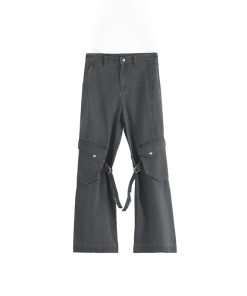 Water-Washed Loose Straight-Leg Strap Work Pants for Women - Fall/Winter 2025 Fashion, Casual Style, Streetwear, Trendy