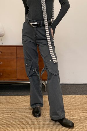 Water-Washed Loose Straight-Leg Strap Work Pants for Women - Fall/Winter 2025 Fashion, Casual Style, Streetwear, Trendy