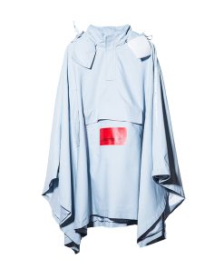 Waterproof Cape with Detachable Hood in Roaring Beast Print - Water Blue, Trendy Outerwear for 90s Inspired Style