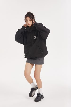 Waterproof Windproof Outdoor Climbing Jacket - Trendy Black Warm Jacket for Adventure Seekers