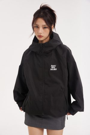 Waterproof Windproof Outdoor Climbing Jacket - Trendy Black Warm Jacket for Adventure Seekers