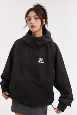 Waterproof Windproof Outdoor Climbing Jacket - Trendy Black Warm Jacket for Adventure Seekers