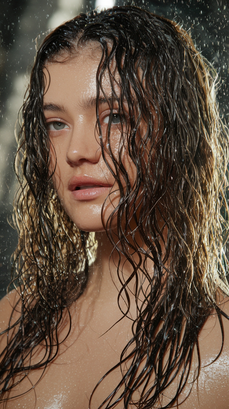 How to Achieve Wavy Hair Wet Look outfit idea