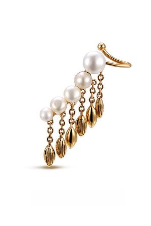 Wheat Ear Tassel Pearl Earrings - High-End Niche Design Ear Clips for Fashion-Forward 2025 Style