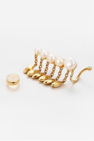 Wheat Ear Tassel Pearl Earrings - High-End Niche Design Ear Clips for Fashion-Forward 2025 Style