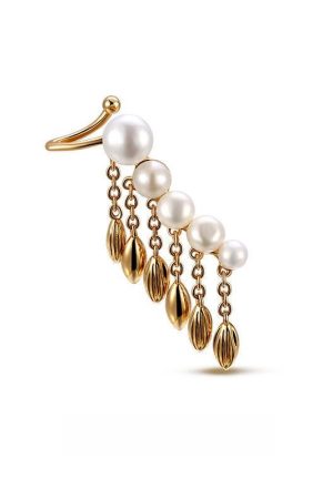 Wheat Ear Tassel Pearl Earrings - High-End Niche Design Ear Clips for Fashion-Forward 2025 Style