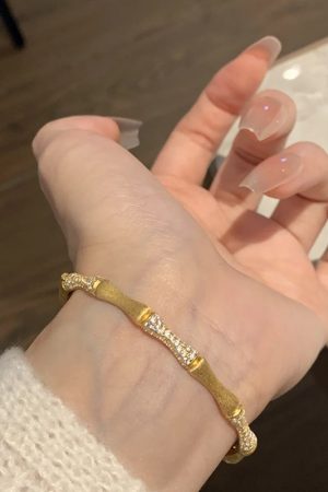 Wheat Ear Tassel Weaving Full Diamond Inlaid Zircon Bamboo Joint Bracelet for Women - 2025 Light Luxury Versatile Jewelry