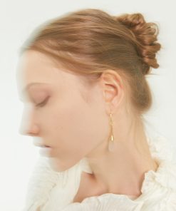 White Agate Water Drop Dangle Earrings - Vintage High-End Brass Gold-Plated, Detachable Elegant Niche Design