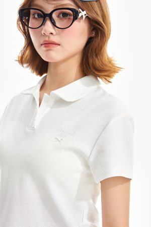 White Basic Cropped T-Shirt for Early Autumn 2025 - Slim-Fit Short Sleeve Top in Niche Style, Perfect for 90s and Y2K Fashion