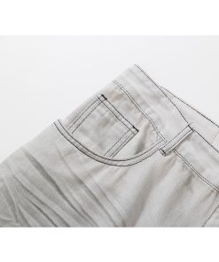 White Denim Distressed Wide-Leg Jeans with Pleats, Cat Whiskers, and Scratches - Trendy Baggy Style for Y2K Fashion Lovers
