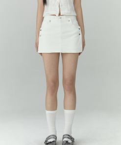 White Denim Skirt for Women - Korean Style Minimalist Summer 2025 Fashion, Casual Spring/Summer Essential Denim Skirt