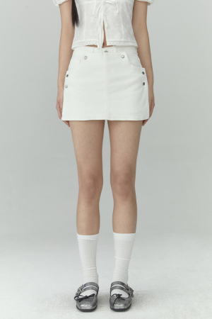 White Denim Skirt for Women - Korean Style Minimalist Summer 2025 Fashion, Casual Spring/Summer Essential Denim Skirt