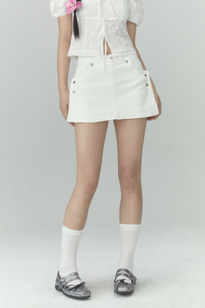 White Denim Skirt for Women - Korean Style Minimalist Summer 2025 Fashion, Casual Spring/Summer Essential Denim Skirt