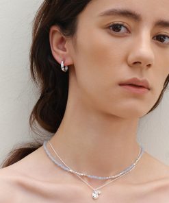 White Drip Glaze Enamel Round Ring Earrings with Gold and Silver Stripes, Minimalist Cool Style for Modern Fashion Lovers