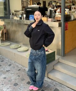 White Duck Down Lapel Jacket - Logo Printed Casual Coat for Autumn Winter - Warm Fashion Outerwear