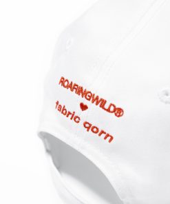 White Embroidered Curved Brim Hat - Roaring Beast Design, Trendy Streetwear, Unisex Fashion Accessory