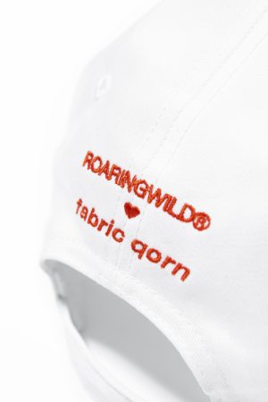 White Embroidered Curved Brim Hat - Roaring Beast Design, Trendy Streetwear, Unisex Fashion Accessory
