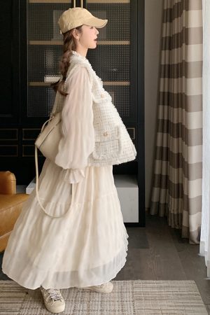 White French Style Two-Piece Dress Set for Women - Slim Fit Spring 2025 Fashion with Vest - Chic and Trendy Design