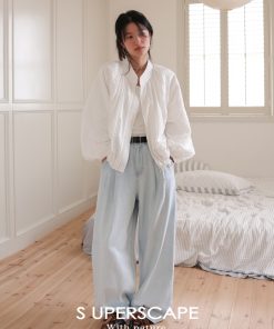 White Heavy Embroidery Hollow-Out Short Casual Jacket for Early Autumn – Chic Layering Piece for Effortless Style