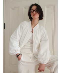 White Heavy Embroidery Hollow-Out Short Casual Jacket for Early Autumn – Chic Layering Piece for Effortless Style