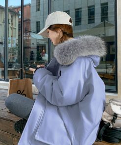 White Hooded Down Jacket for Women with Large Fur Collar, Winter 2025 Workwear Style, 90% White Duck Down, Trendy and Warm