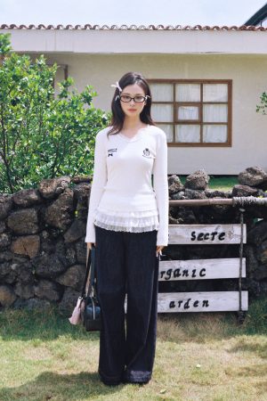 White Knitted Sweater for Women - High-End Korean Style, Lazy Autumn/Winter 2025 Fashion Top, Trendy & Stylish Design