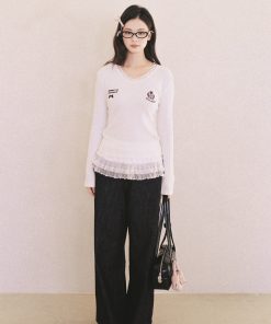 White Knitted Sweater for Women - High-End Korean Style, Lazy Autumn/Winter 2025 Fashion Top, Trendy & Stylish Design