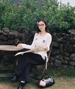 White Knitted Sweater for Women - High-End Korean Style, Lazy Autumn/Winter 2025 Fashion Top, Trendy & Stylish Design