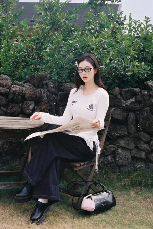 White Knitted Sweater for Women - High-End Korean Style, Lazy Autumn/Winter 2025 Fashion Top, Trendy & Stylish Design