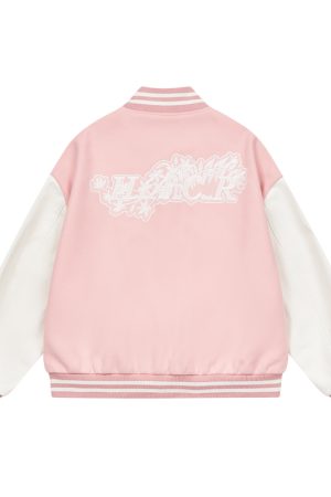 White Lace AppliquÃ© Floral Embroidery Baseball Jacket - Y2K Inspired Trendy Outerwear for Stylish Looks