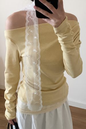 White Lace Embroidered Long Silk Scarf for Women, Fairy Aesthetic Neck Tie and Hair Ribbon, French Layered Hair Accessory