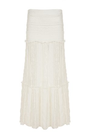 White Lace Hollow Out Midi Skirt - Bohemian Low Waist Long Skirt for Summer 2025 - Chic French Boho Style, Trendy 90s Vibe