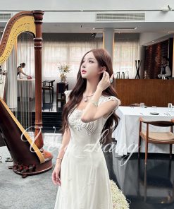 White Lace Sleeveless Dress for Women - Mid-Length Summer Style, Moonlight Design, Elegant and Timeless Fashion
