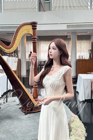 White Lace Sleeveless Dress for Women - Mid-Length Summer Style, Moonlight Design, Elegant and Timeless Fashion