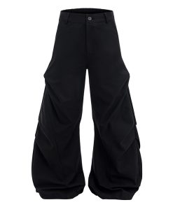 White Pleated Wide-Leg Pants for Women - Trendy Curved Blade Design, Casual Cleanfit Style, Versatile Everyday Fashion