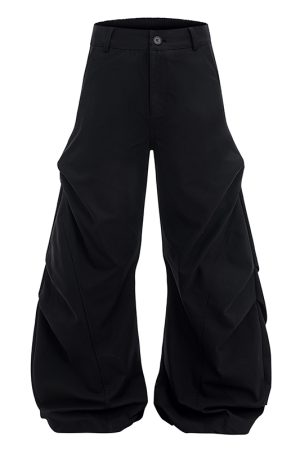 White Pleated Wide-Leg Pants for Women - Trendy Curved Blade Design, Casual Cleanfit Style, Versatile Everyday Fashion