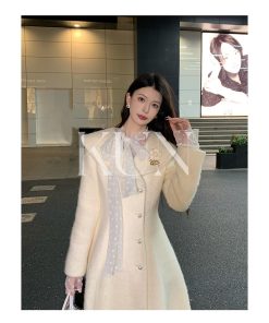 White Polka Dot Chiffon Shirt for Women - Elegant K-Drama Style, Versatile Spring Fashion 2025