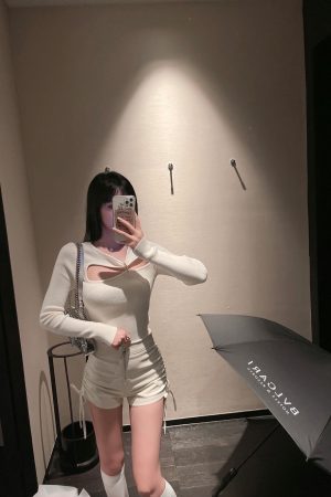 White PU Leather Drawstring Shorts for Women - Versatile Casual Pants for Autumn Winter - Niche Design & Trendy Style
