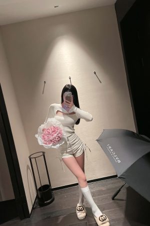 White PU Leather Drawstring Shorts for Women - Versatile Casual Pants for Autumn Winter - Niche Design & Trendy Style