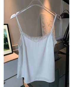White Satin Camisole for Women, Loose Fit Inner Layer, Spring 2025, Elegant White Peach Pudding Style, Trendy Y2K Fashion