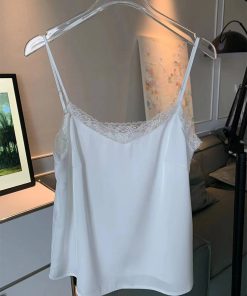 White Satin Camisole for Women, Loose Fit Inner Layer, Spring 2025, Elegant White Peach Pudding Style, Trendy Y2K Fashion