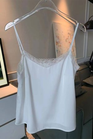 White Satin Camisole for Women, Loose Fit Inner Layer, Spring 2025, Elegant White Peach Pudding Style, Trendy Y2K Fashion