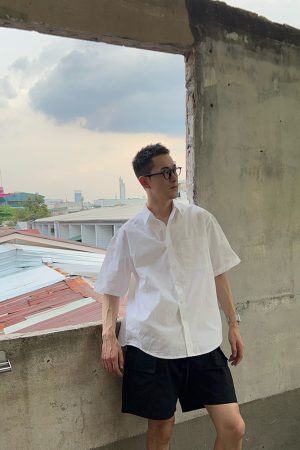 White Short Sleeve Casual Shirt for Boys - Summer Youth Korean Style Loose Fit Top
