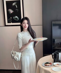 White Short Sleeve Knitted Top for Women, Waist-Cinching Slimming Tie, Ribbed Design, Spring Fashion Essential