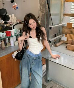 White Strapless Lace Trim Slimming Top - Sexy Sweet Spicy Style for Hot Girls, Perfect for 90s and Y2K Fashion Trends