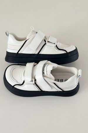 White Thick-Soled Velcro Sneakers for Women - 2025 Casual Versatile Sports Shoes with Big Toe Design