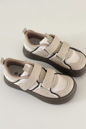 White Thick-Soled Velcro Sneakers for Women - 2025 Casual Versatile Sports Shoes with Big Toe Design