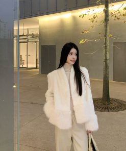 White Thickened Eco-Friendly Fur Coat for Women, Designer Quality Winter Outerwear, Chic and Stylish Winter Fashion